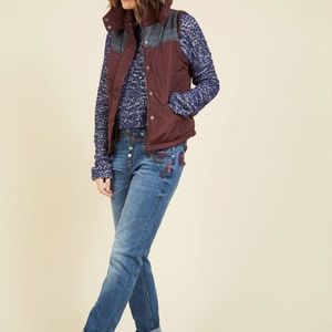 NWOT Modcloth Puffer Vest Faux Fur Size XL